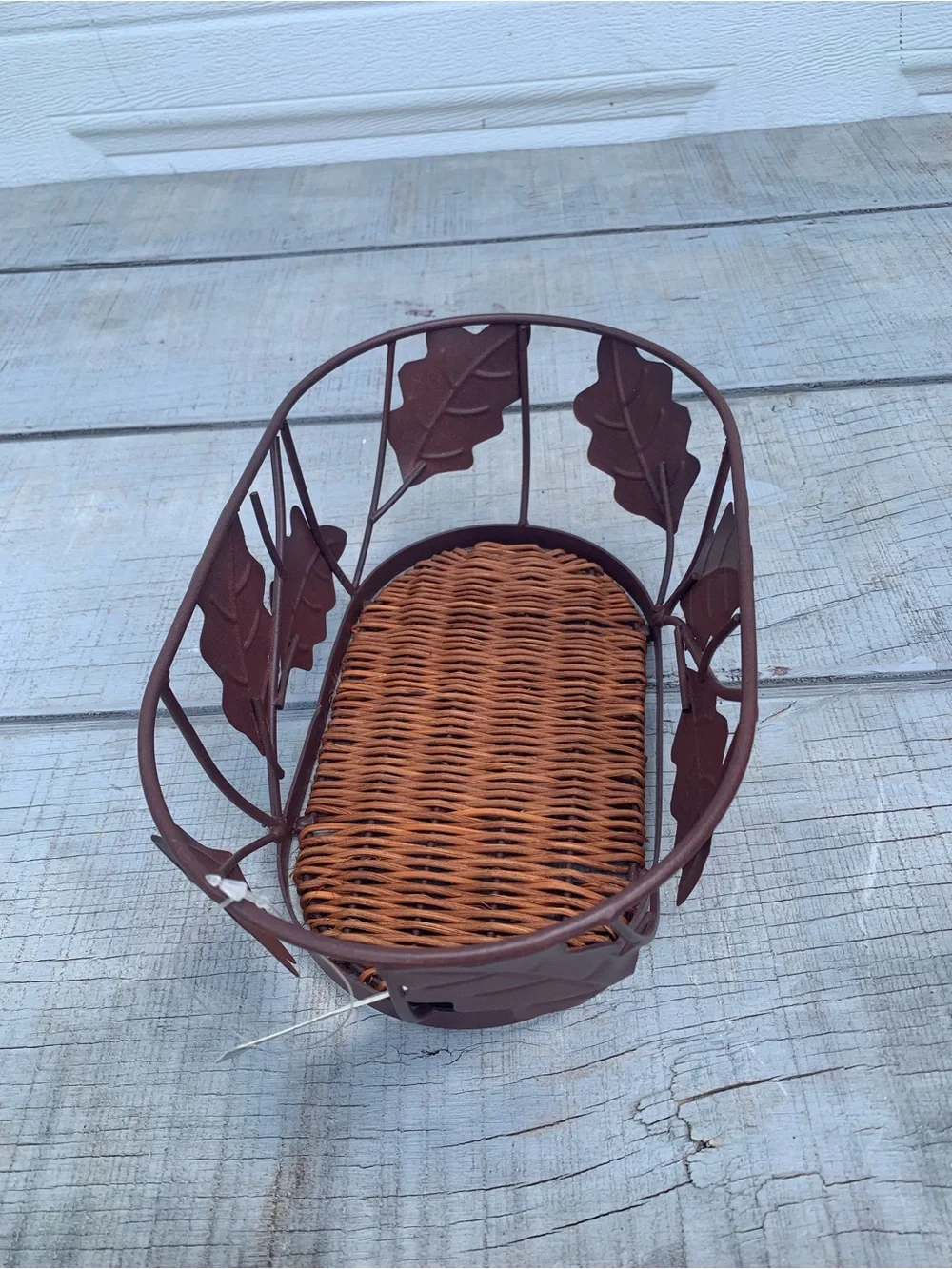 Decorative Brown Metal Leaf Basket - Home Accents